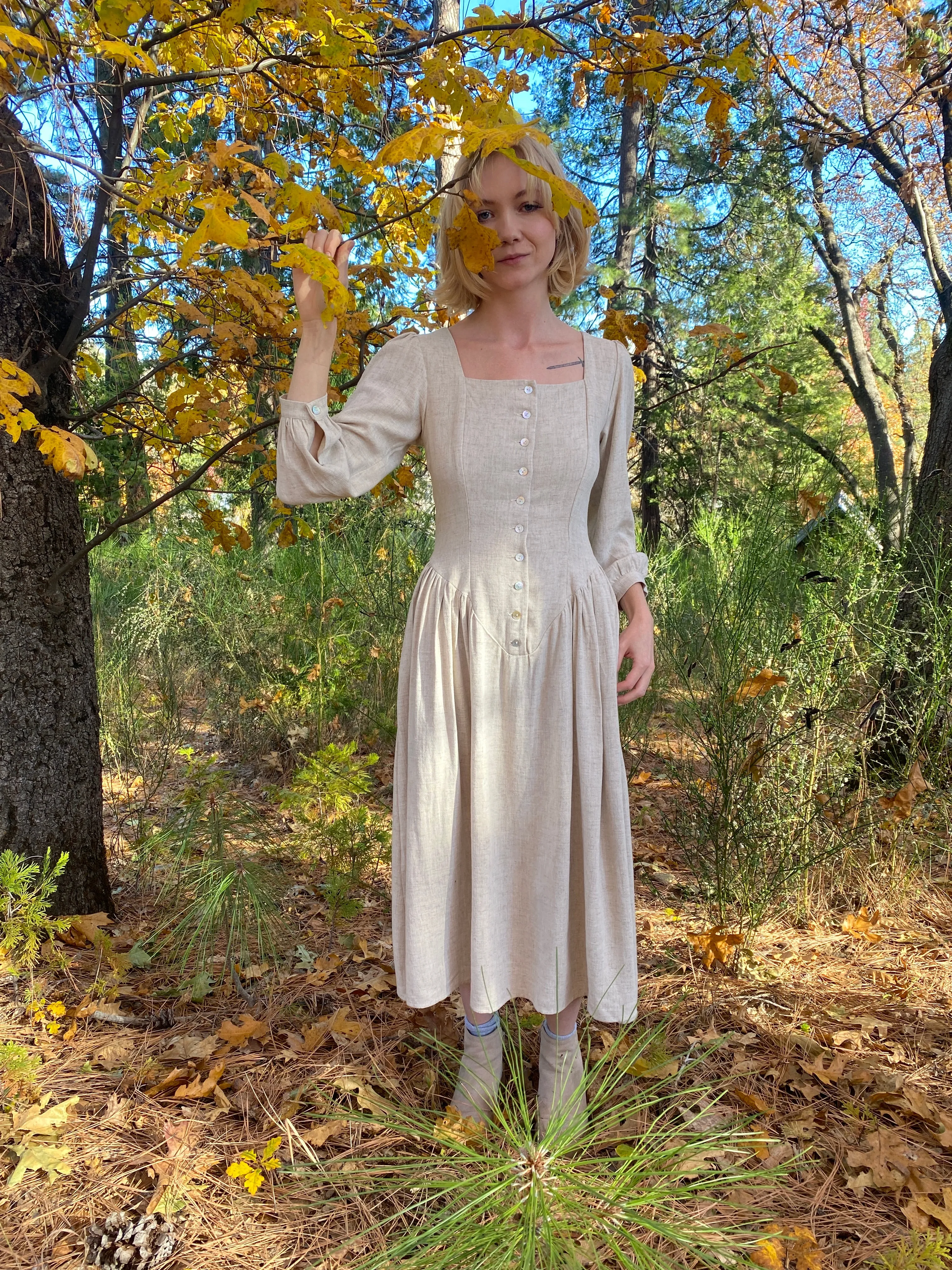 Prairie Dress in Oat Linen Grace Flow Day Love
