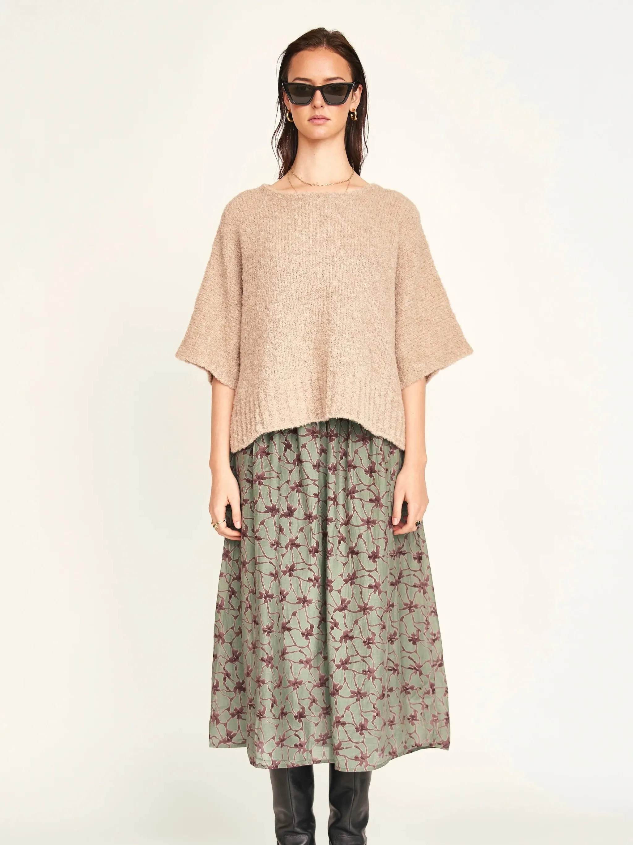 Non Restrictive Mobility Mirth Fez Boucle Top in Graham Cracker