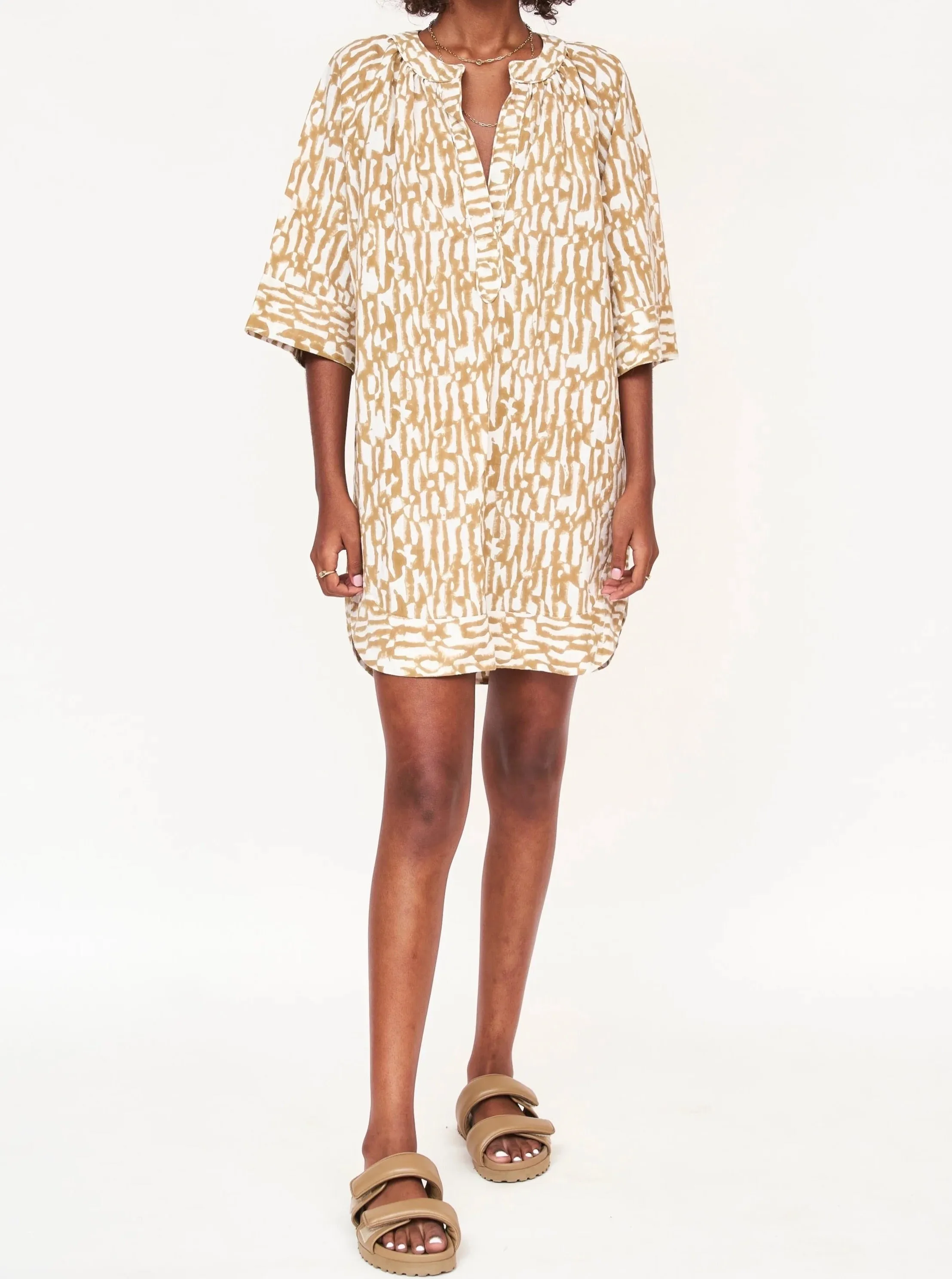 Festive Mood Mirth Palm Springs Short Dress in Driftwood
