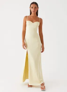 Miss Bloom Maxi Dress - Lemon Elegant Vibe Open-back