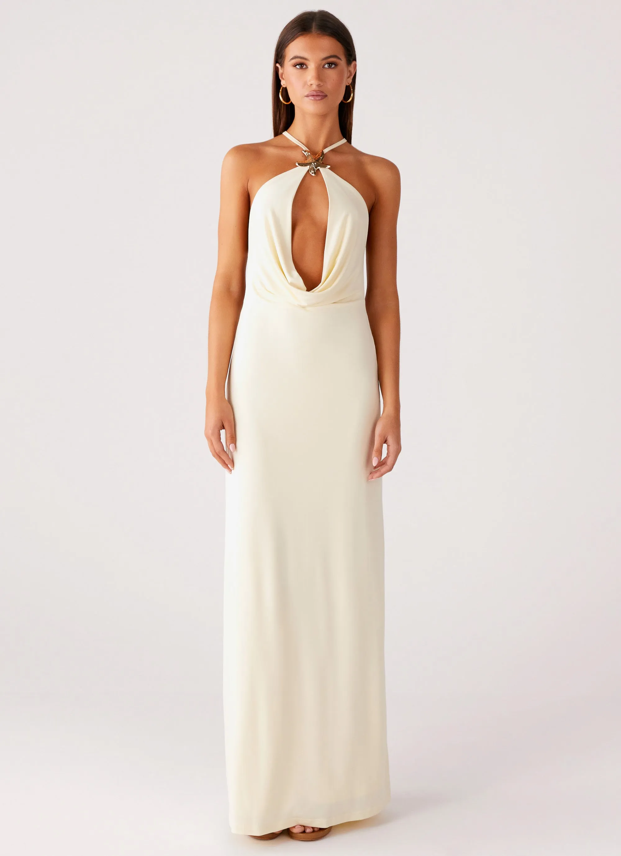 Modern Aesthetic Mistlight Cowl Maxi Dress - Yellow