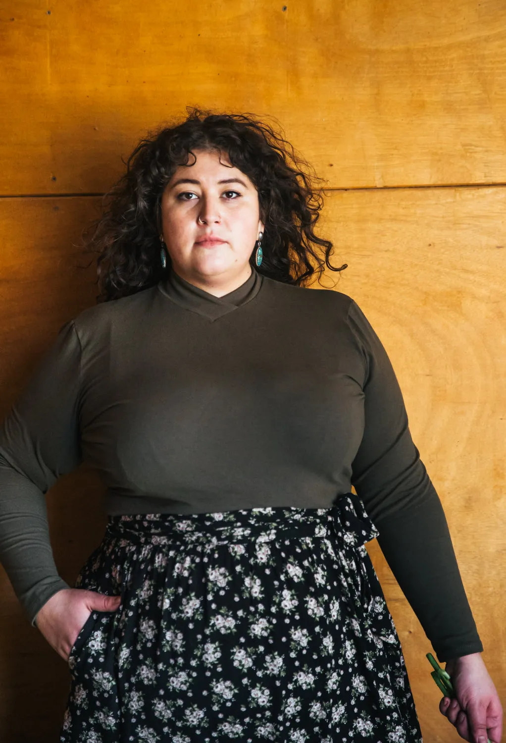 Mock Top in Olive ReflectiveDetails SlimFit