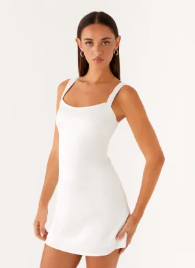 Machine-washable Sculpted Fit Odette Satin Mini Dress - White