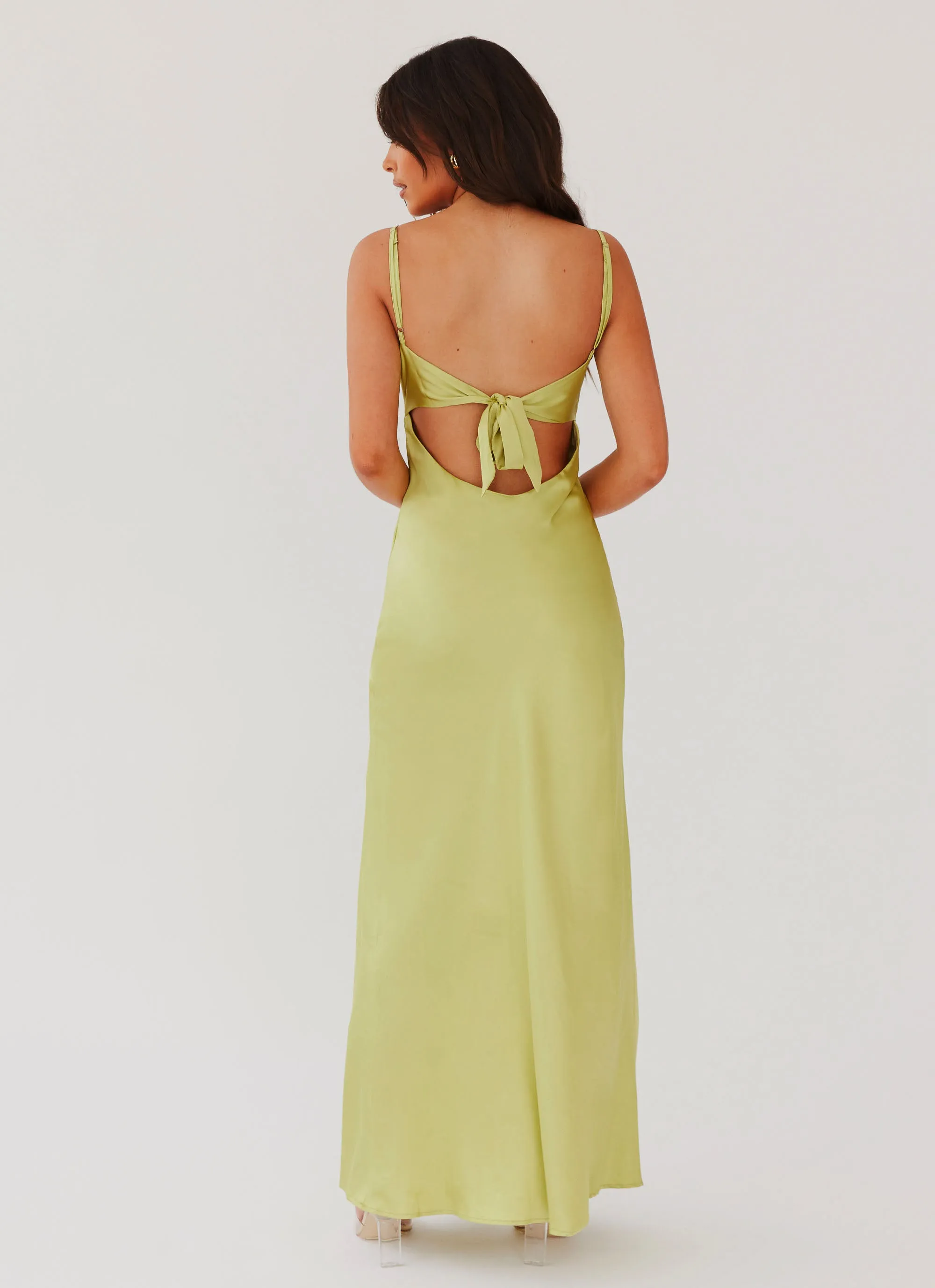 Flora Satin Maxi Dress - Green Expectations All Time