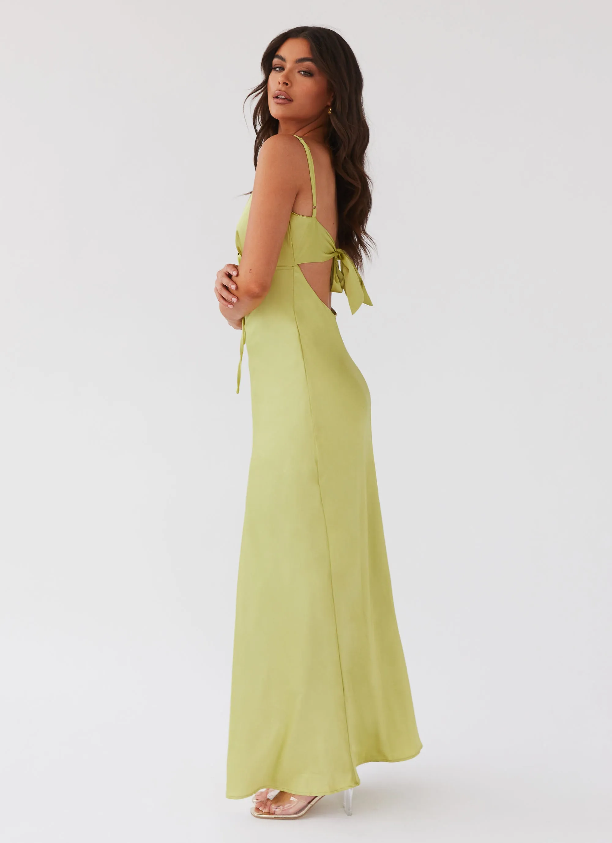 Cozy Fit Refined Line Flora Satin Maxi Dress - Green Expectations