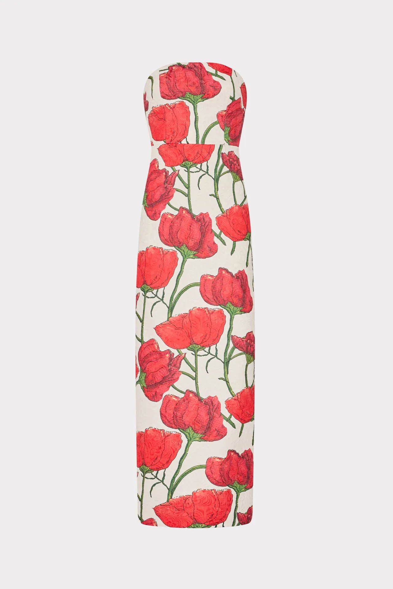 Sleek and Simple Orion Red Peonia Jacquard Dress