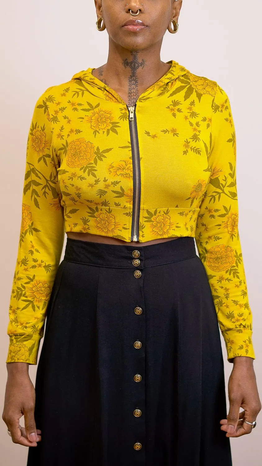 Cropped Hoodie In Sunshine Marigold LightweightWeave