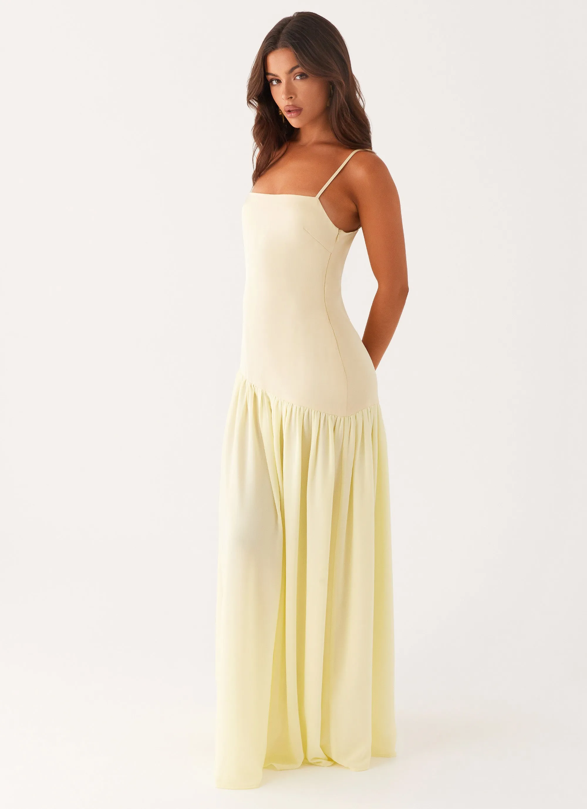 Wool-Blend Comfortable Layering Asteria Maxi Dress - Yellow
