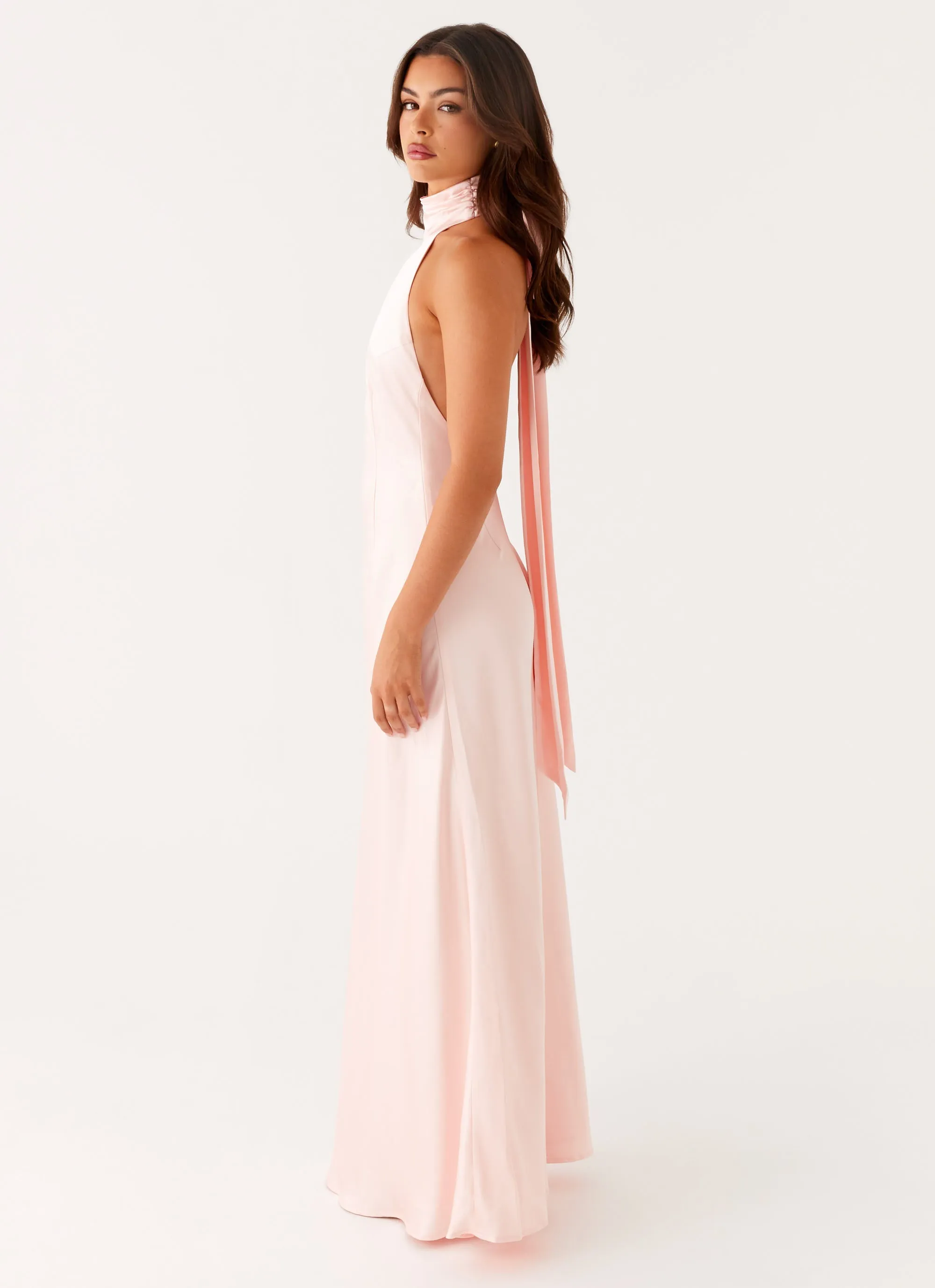 Subtle Charm Soft Volume Siani Backless Maxi Dress - Pink
