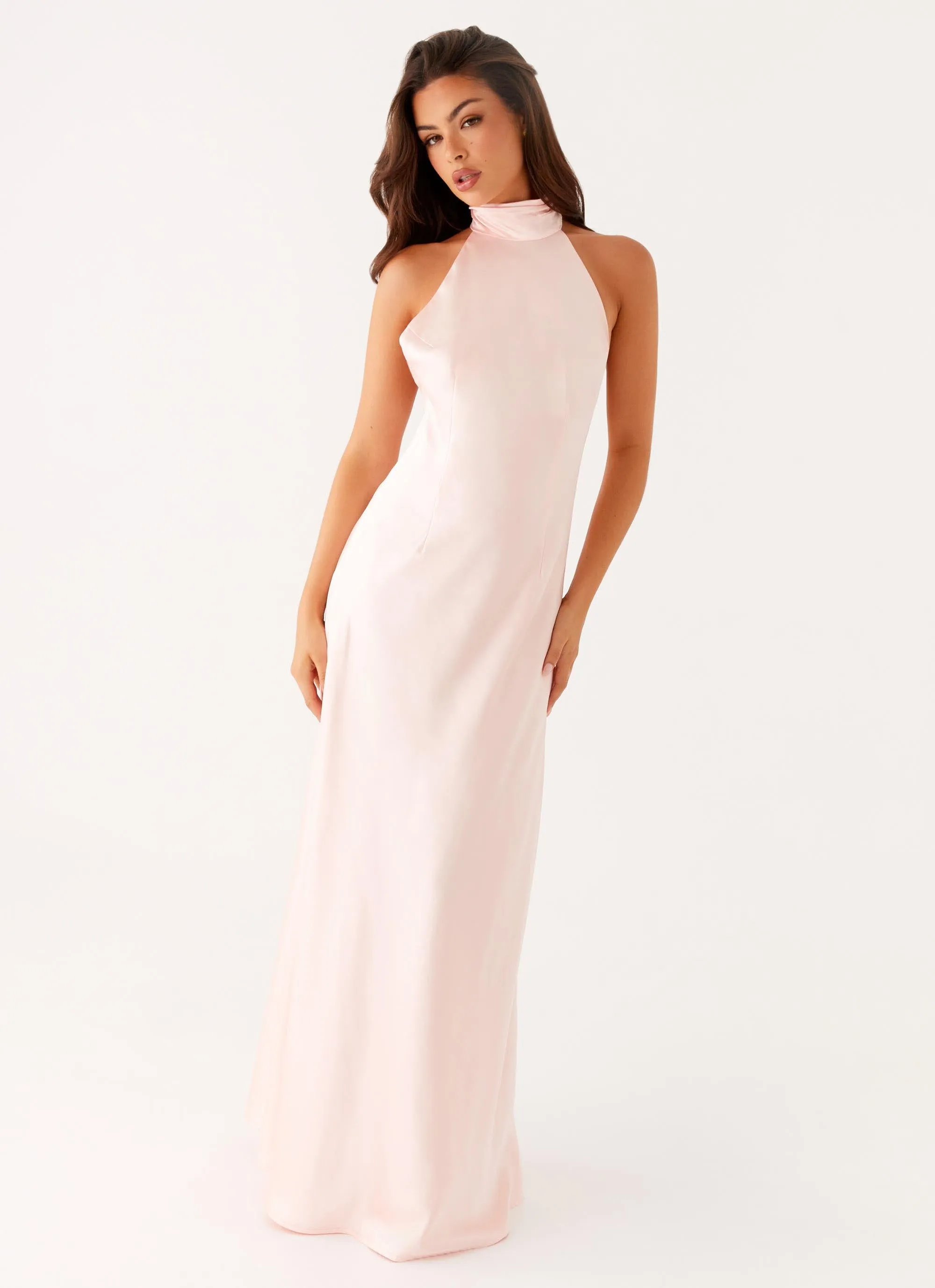 Metallic Finish Siani Backless Maxi Dress - Pink