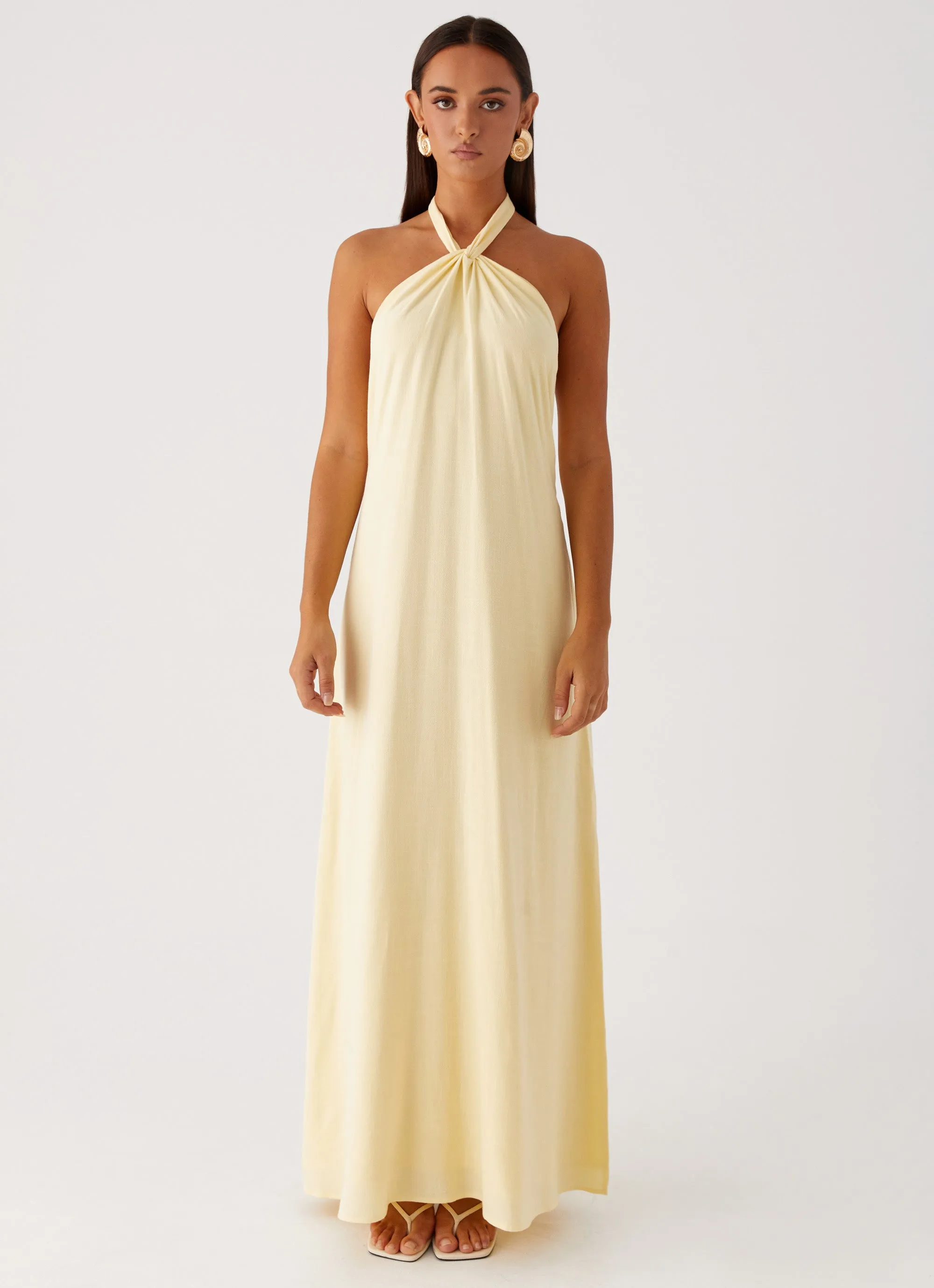 Golden Child Linen Maxi Dress - Yellow Lightweight Fabric