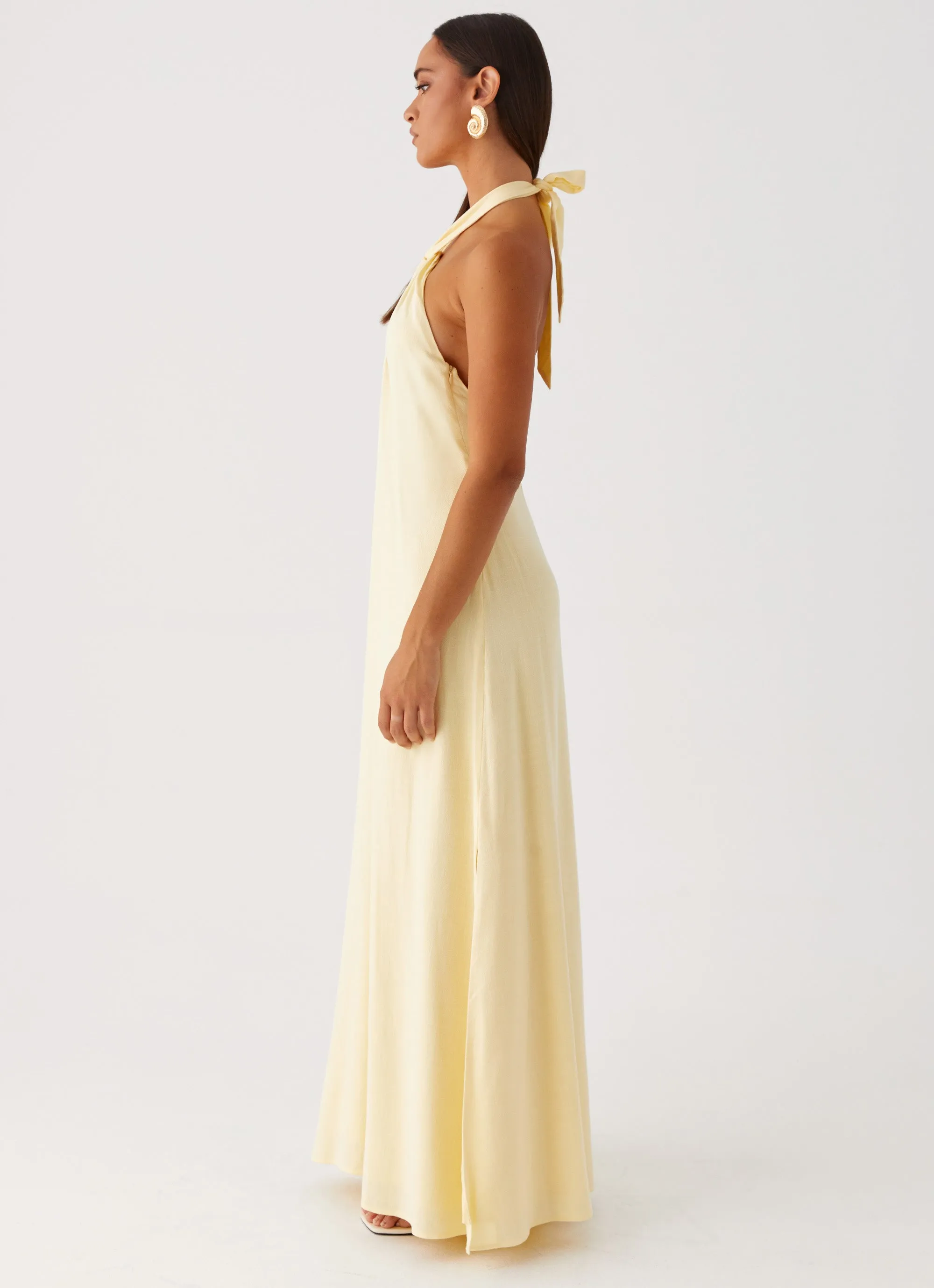 Golden Child Linen Maxi Dress - Yellow Comfortable fit for outings