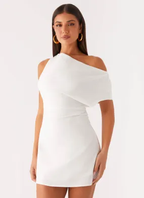 Minimalist feel Moonlight Oasis Asymmetrical Mini Dress - Off White