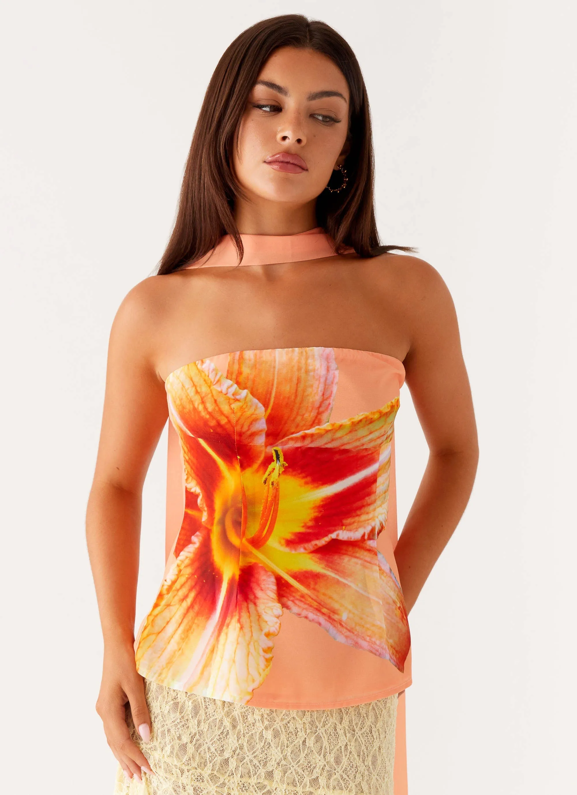 Blaise Scarf Top - Orange Floral FlexibleSole