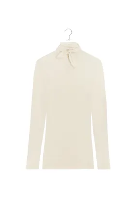 Foulard Top in Pearl White Wrinkle Resistant Textile