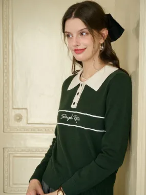 ??Final Sale??Lara Versatile Polo Collar SR Logo Top Simple Dress Chic Sweater