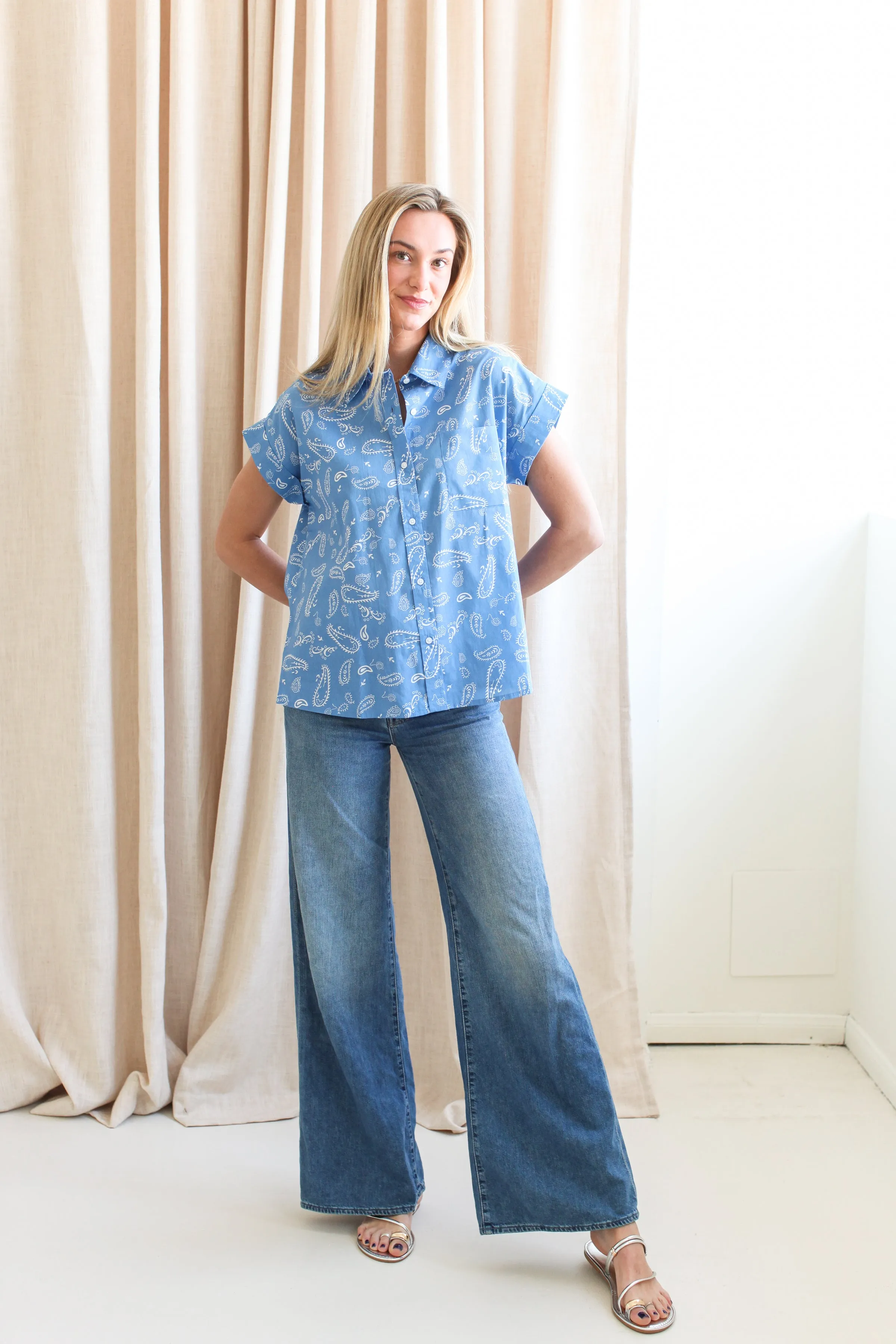 Layered Shoulder Paisley Cornflower Blouse