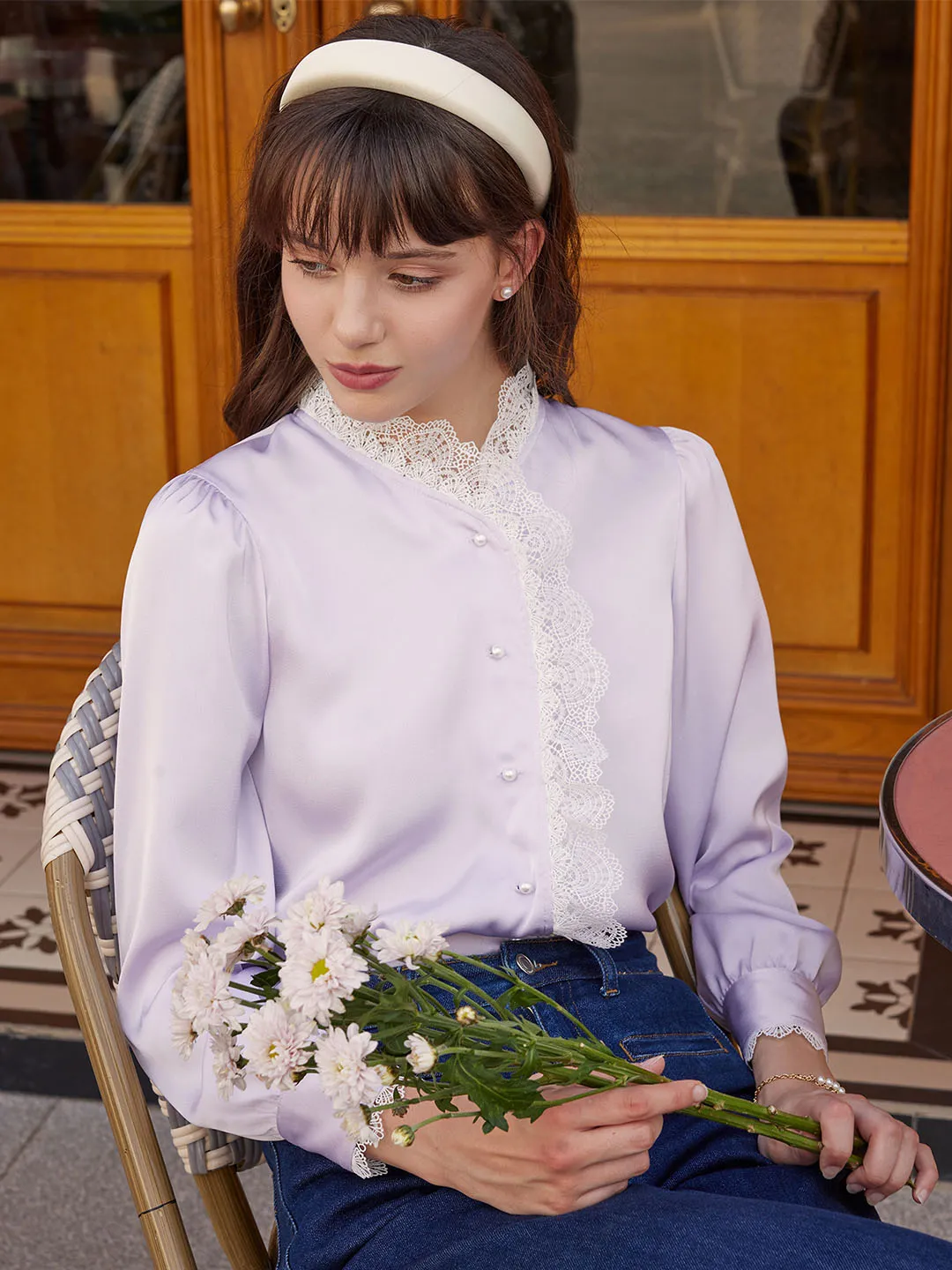 ??Flash Sale??Margaret Elegant Lace Patchwork Blouse NoTagLabel Microfiber Technology