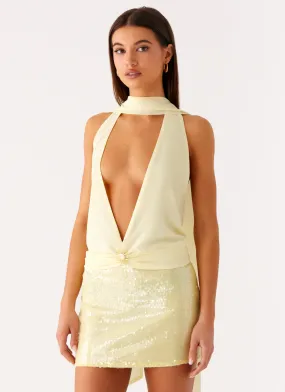 Durable Construction Hidden Zipper Closure Lilo Scarf Top - Yellow