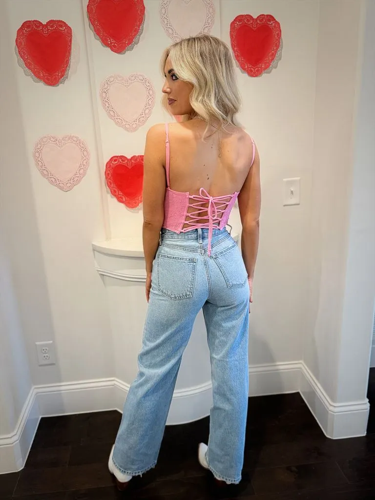 Non Slip Shoulder Seams Amore Lace Bustier Top - Blush