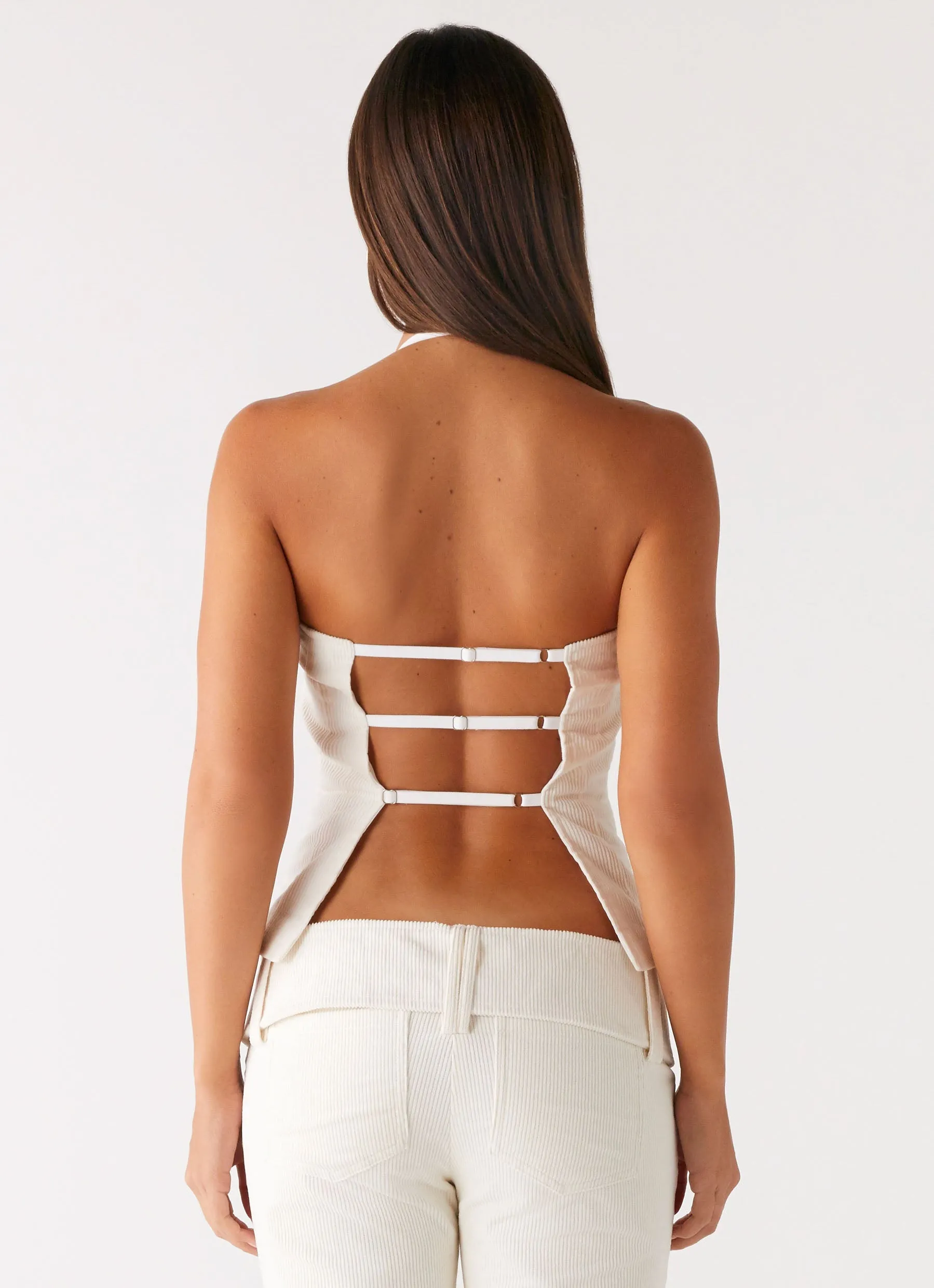 Maya Backless Top - Pearl Formal Tank FlexFoamInserts