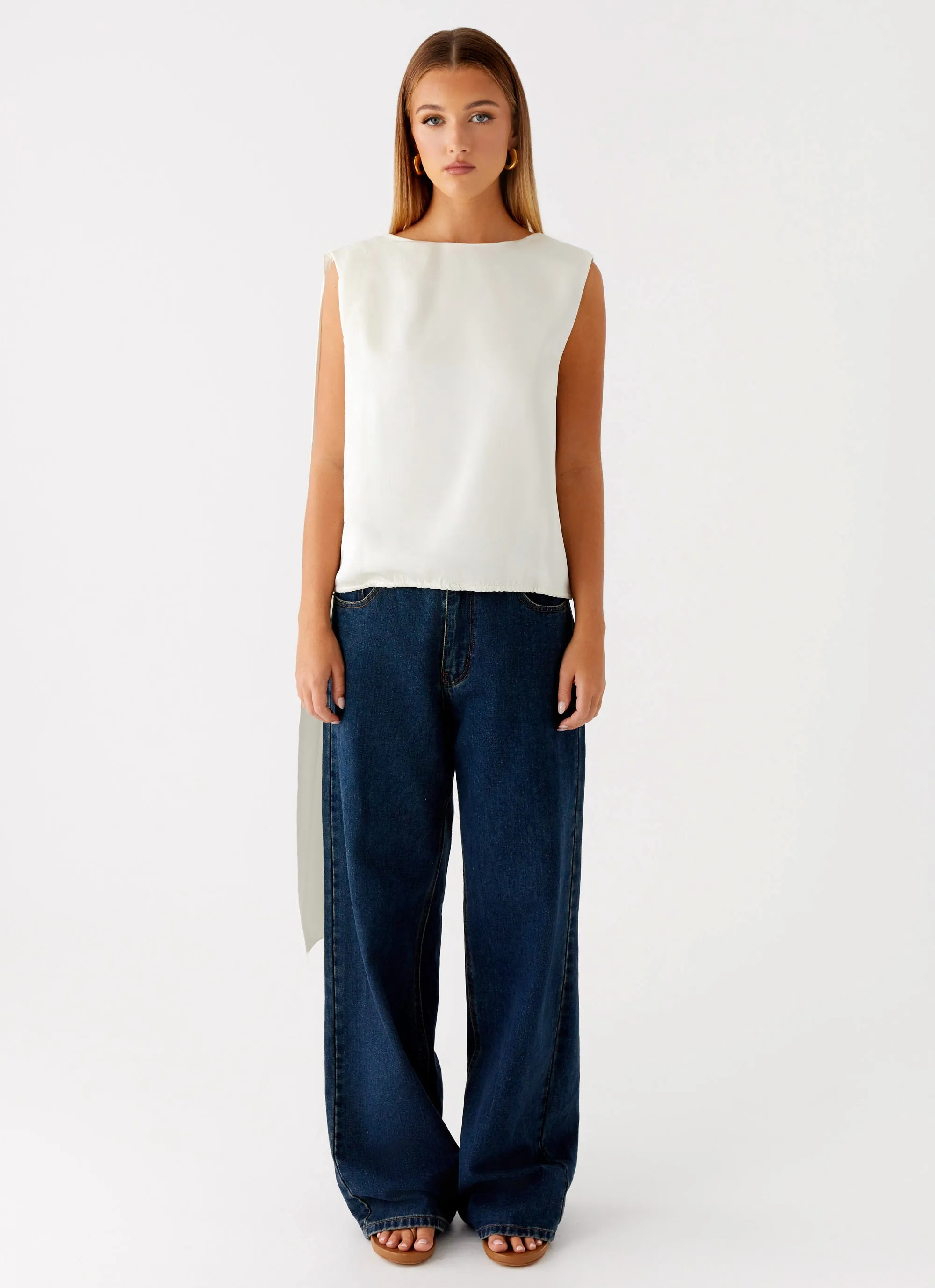 Mojito Cowl Top - Ivory Breathable Material Mesh Lining