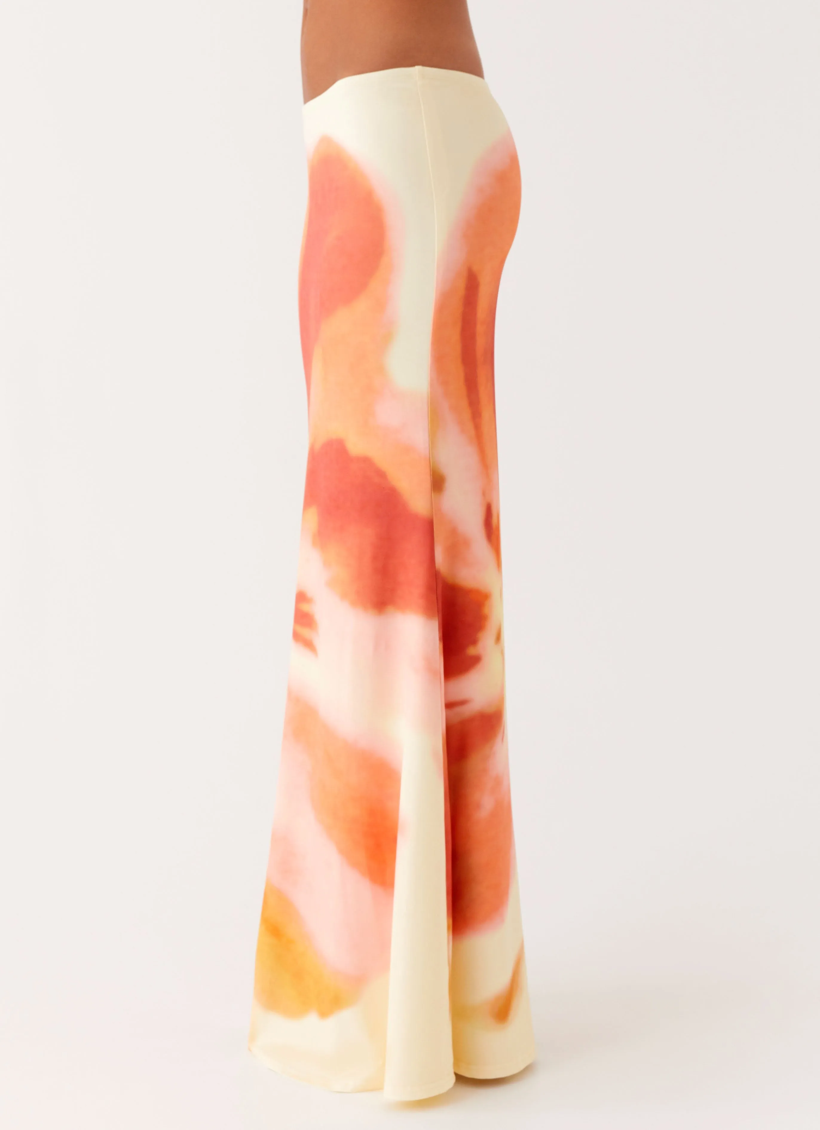 Twist Front Design Moka Maxi Skirt - Mimosa Blossom