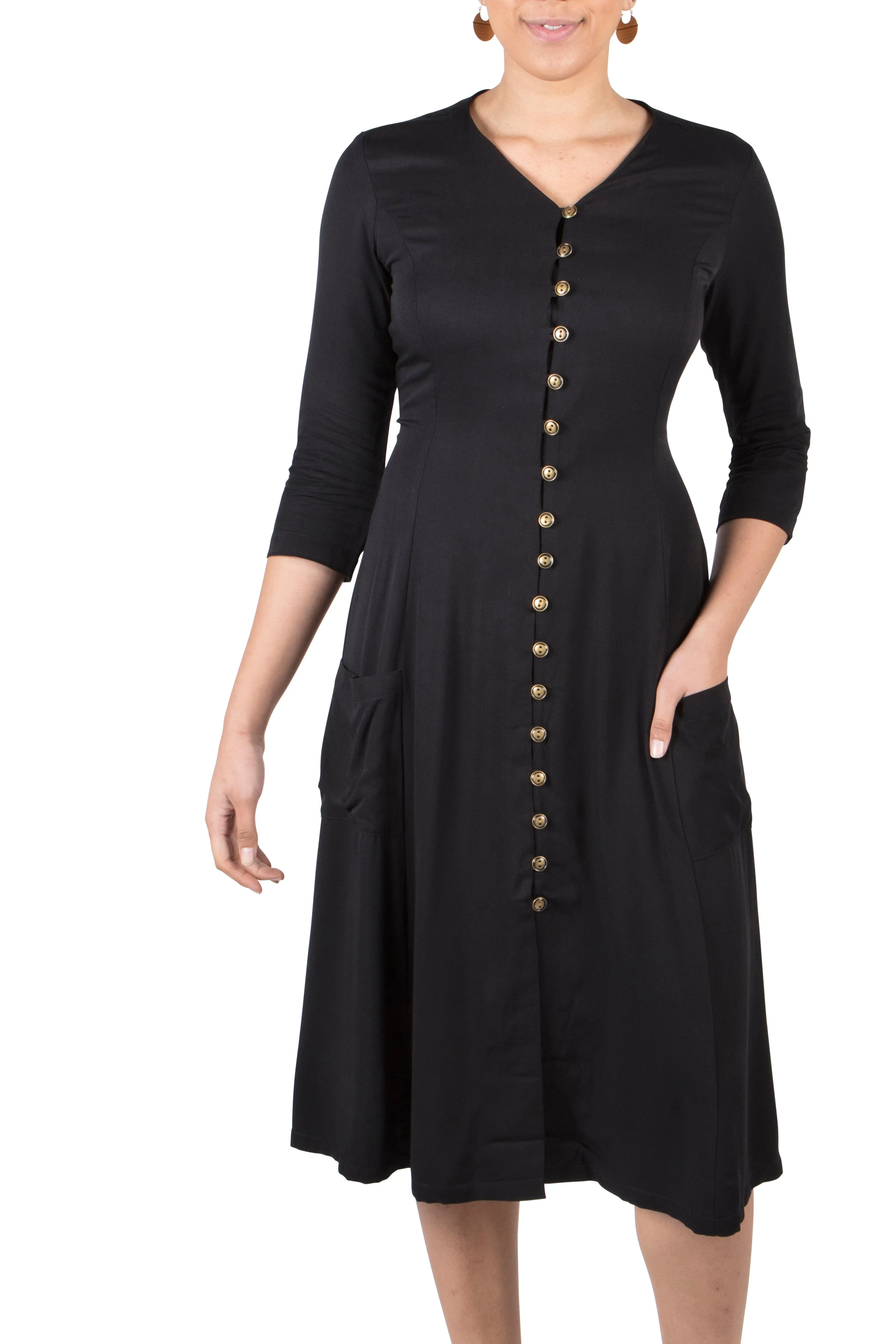 Fiona Dress in Black Challis soft elegance
