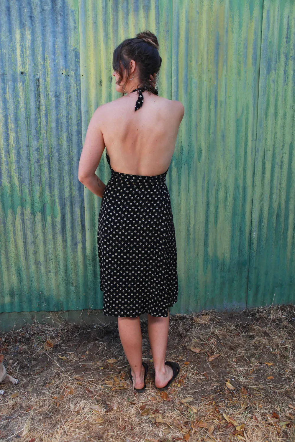 Monroe Dress in Black Blossom Crepe Fit Easy Light Shape