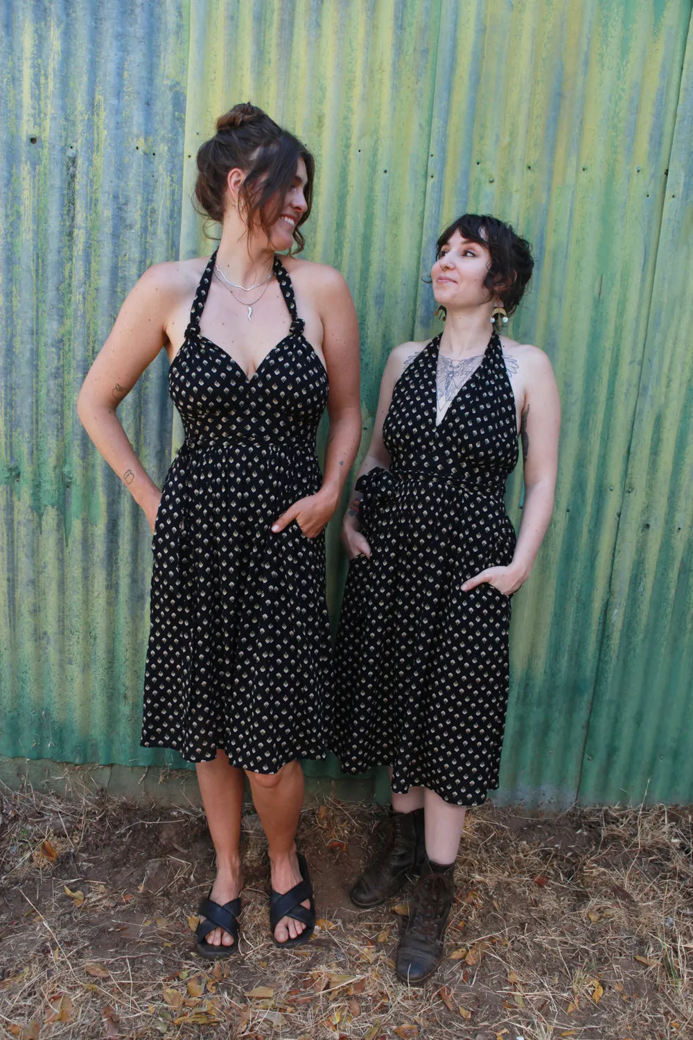 Monroe Dress in Black Blossom Crepe Cozy Wearable