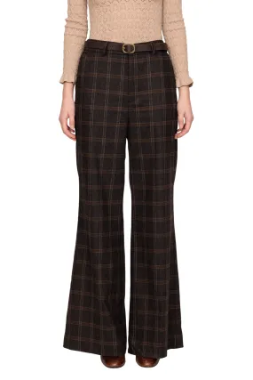 Monroe Wool Plaid Belted High Waisted Pant Wrinkle resistant fabric Comfortable Fit Wear