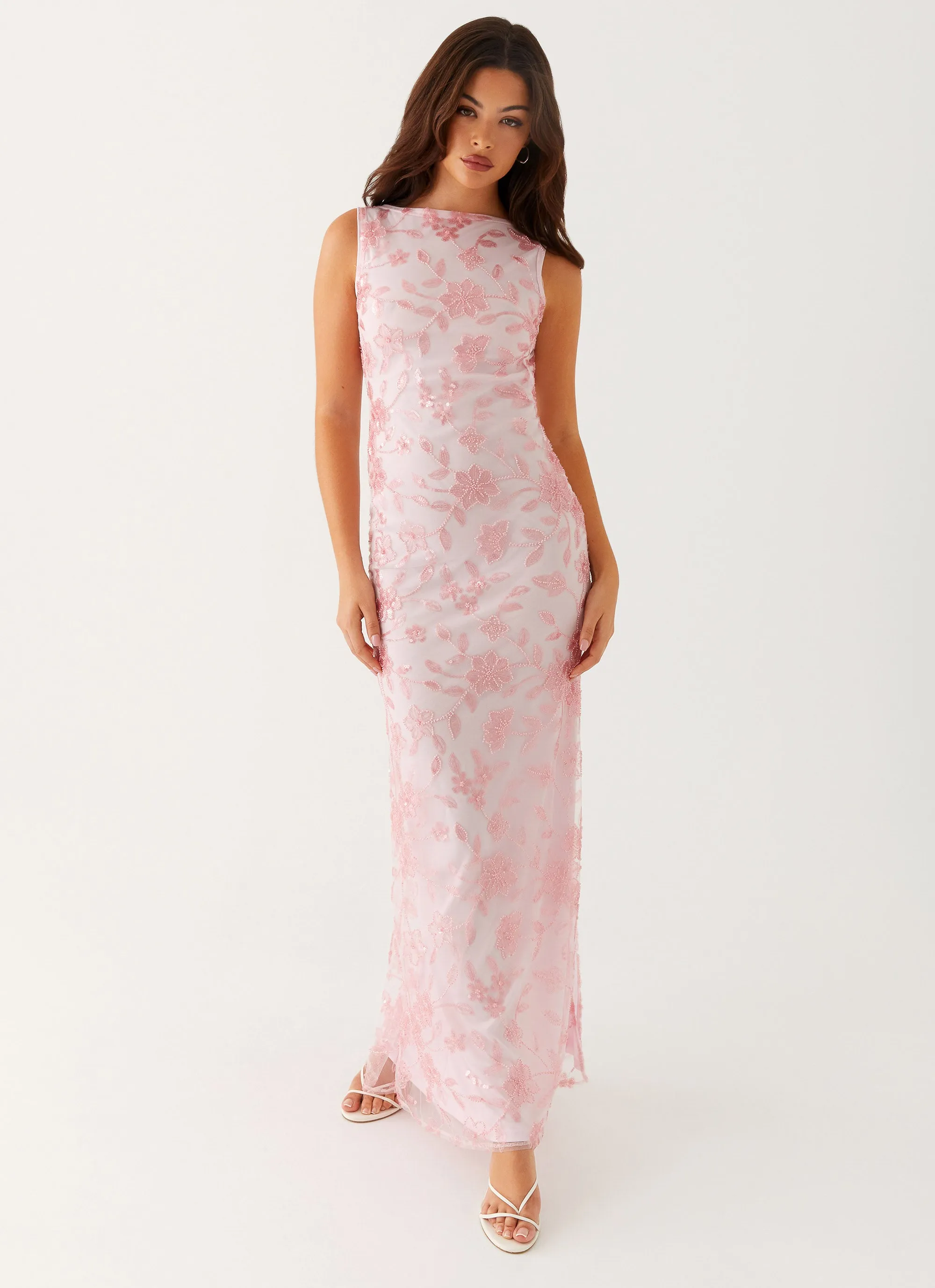 TemperatureRegulatingFabric Easy Go Moorey High Neck Maxi Dress - Pink