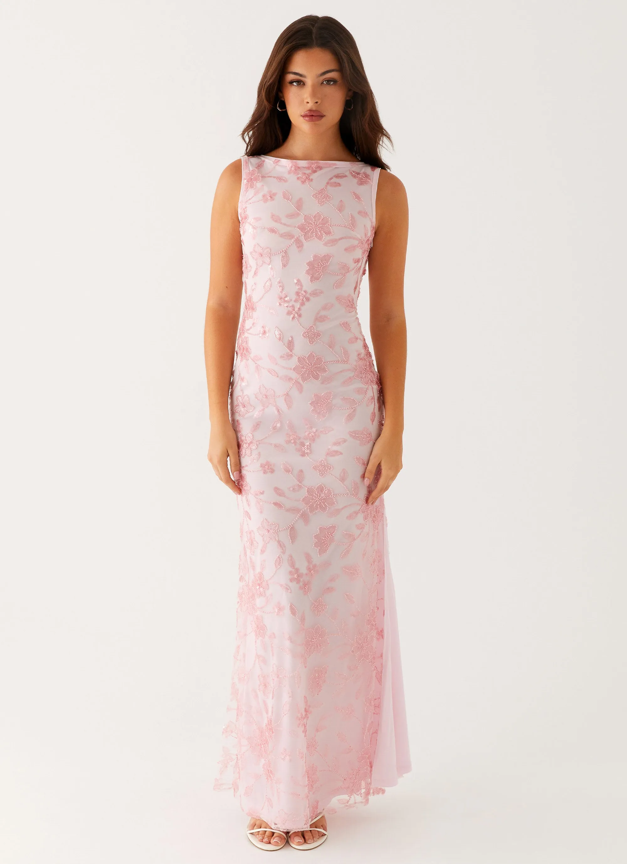Moorey High Neck Maxi Dress - Pink Functional Style