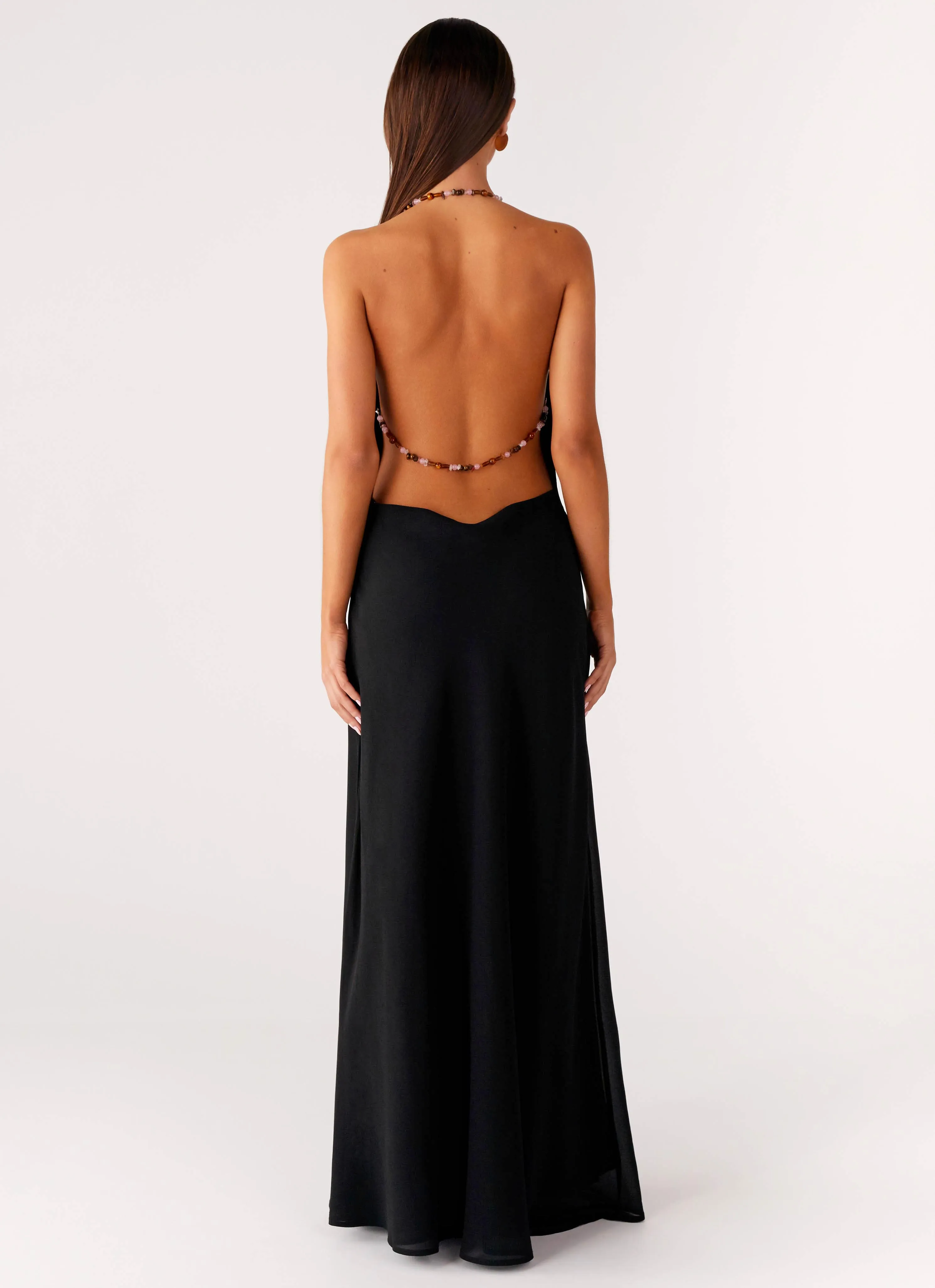 Clean Lines All Season Morning Crush Cowl Maxi Dress - Black