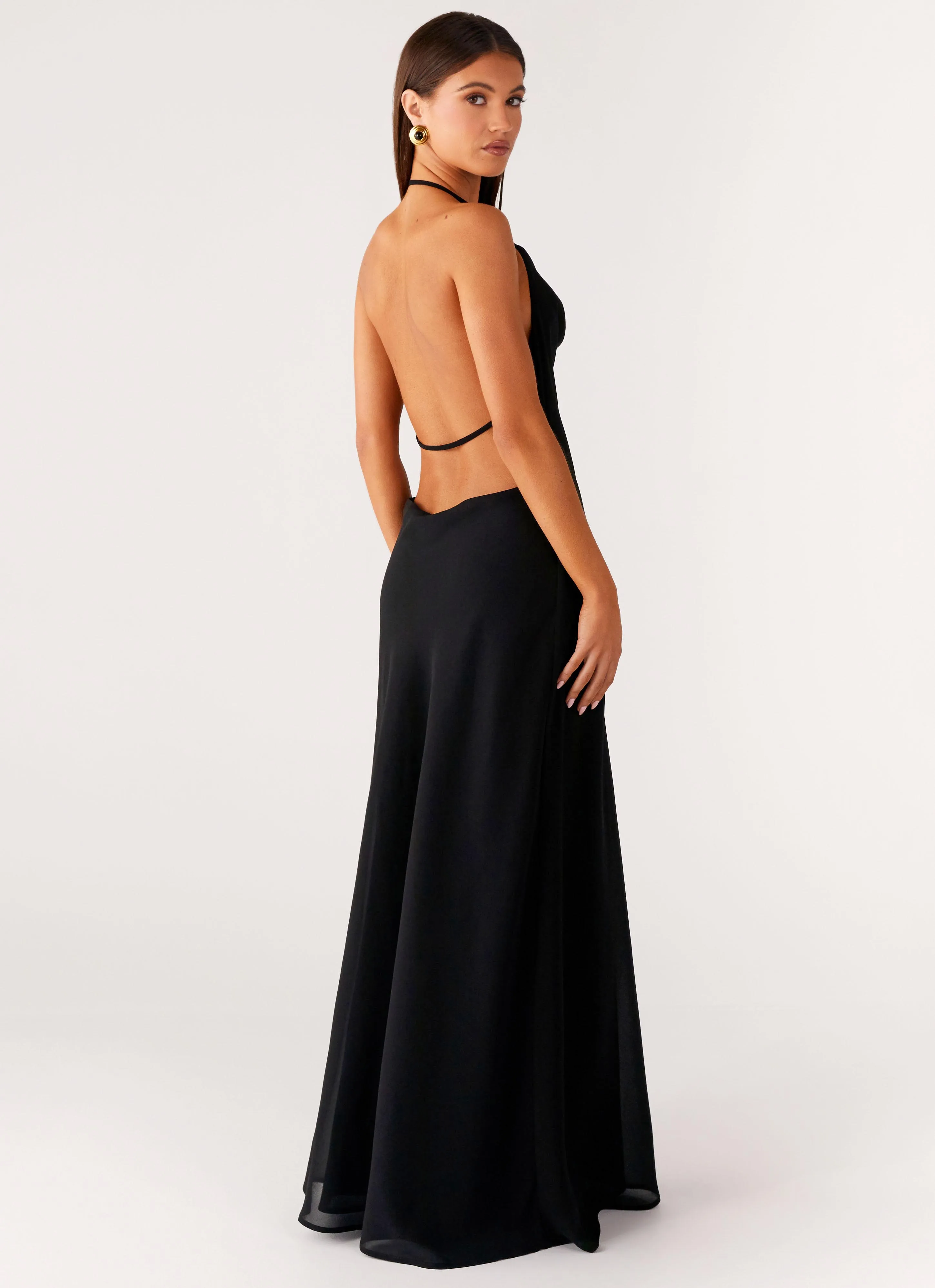 Pure Shape Perfect Style Wear Morning Crush Cowl Maxi Dress - Black