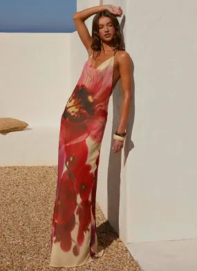 Fashionable And Functional Elastic Fit Morning Crush Cowl Maxi Dress - Yellow Bloom