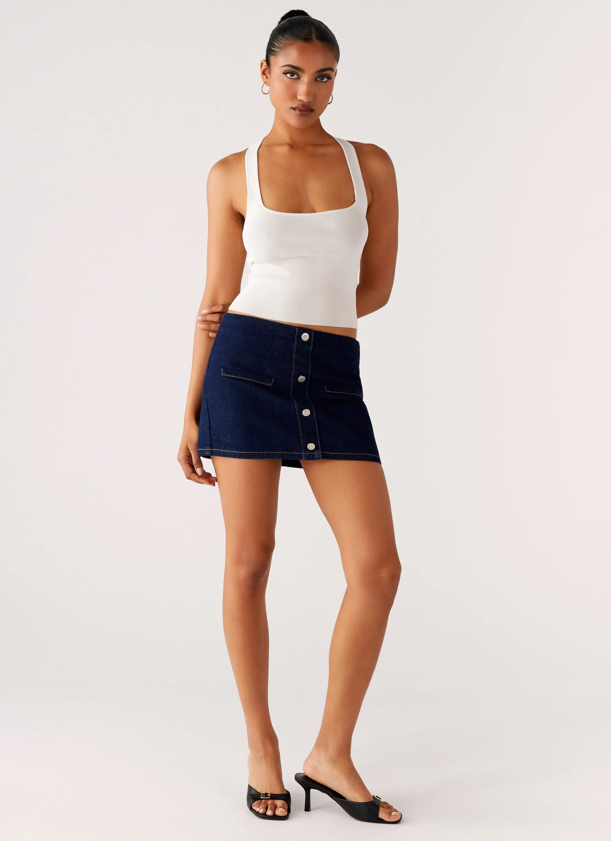 Morrison Denim Mini Skirt - Indigo Wedding guest