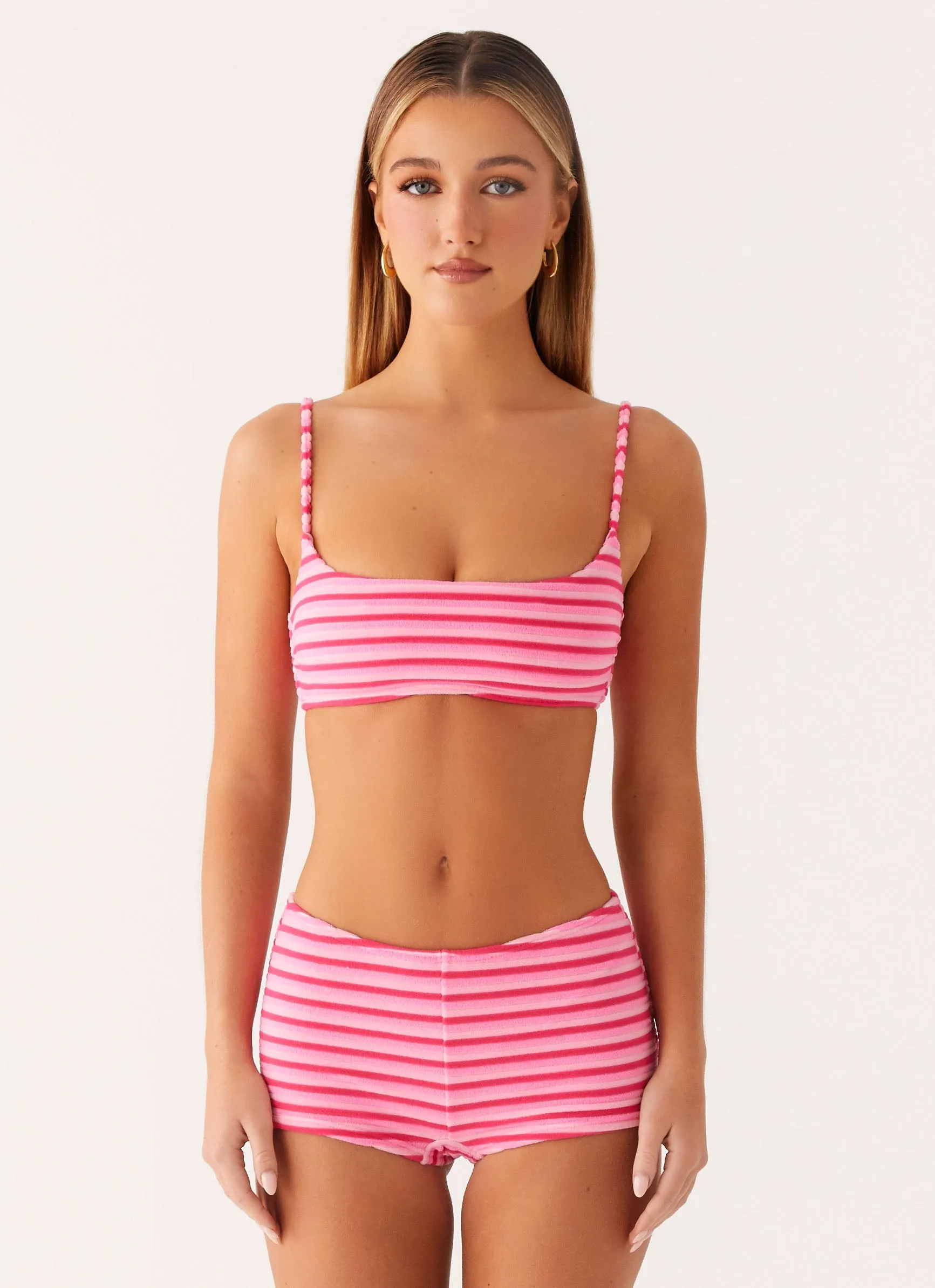 Mauritius Swim Short - Pink Stripe Quick Dry Lining Luxury Swim