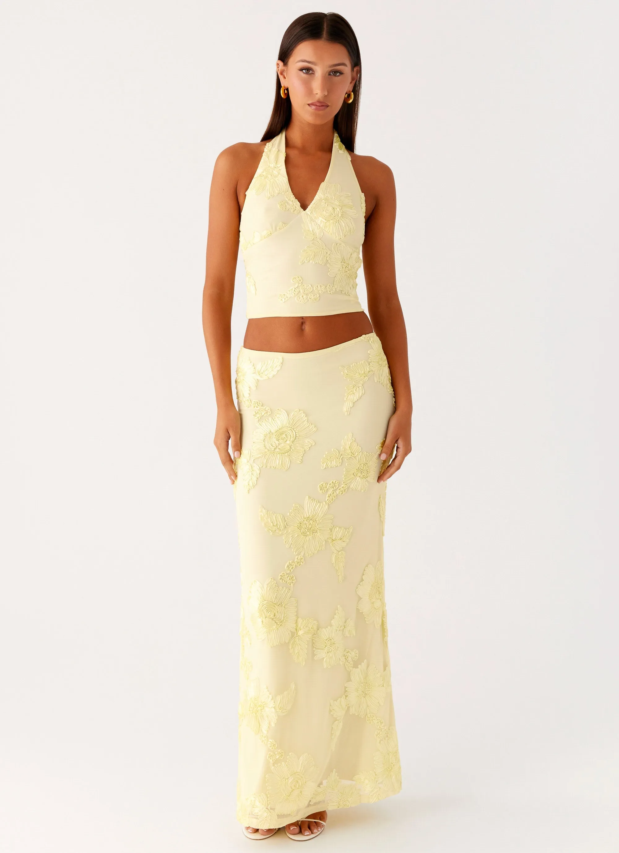 Cozy Feel Simple Fashion Radiate Maxi Skirt - Yellow