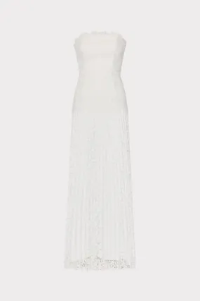Norelle Strapless Mixed Laces Pleated Maxi Dress Modern Layers