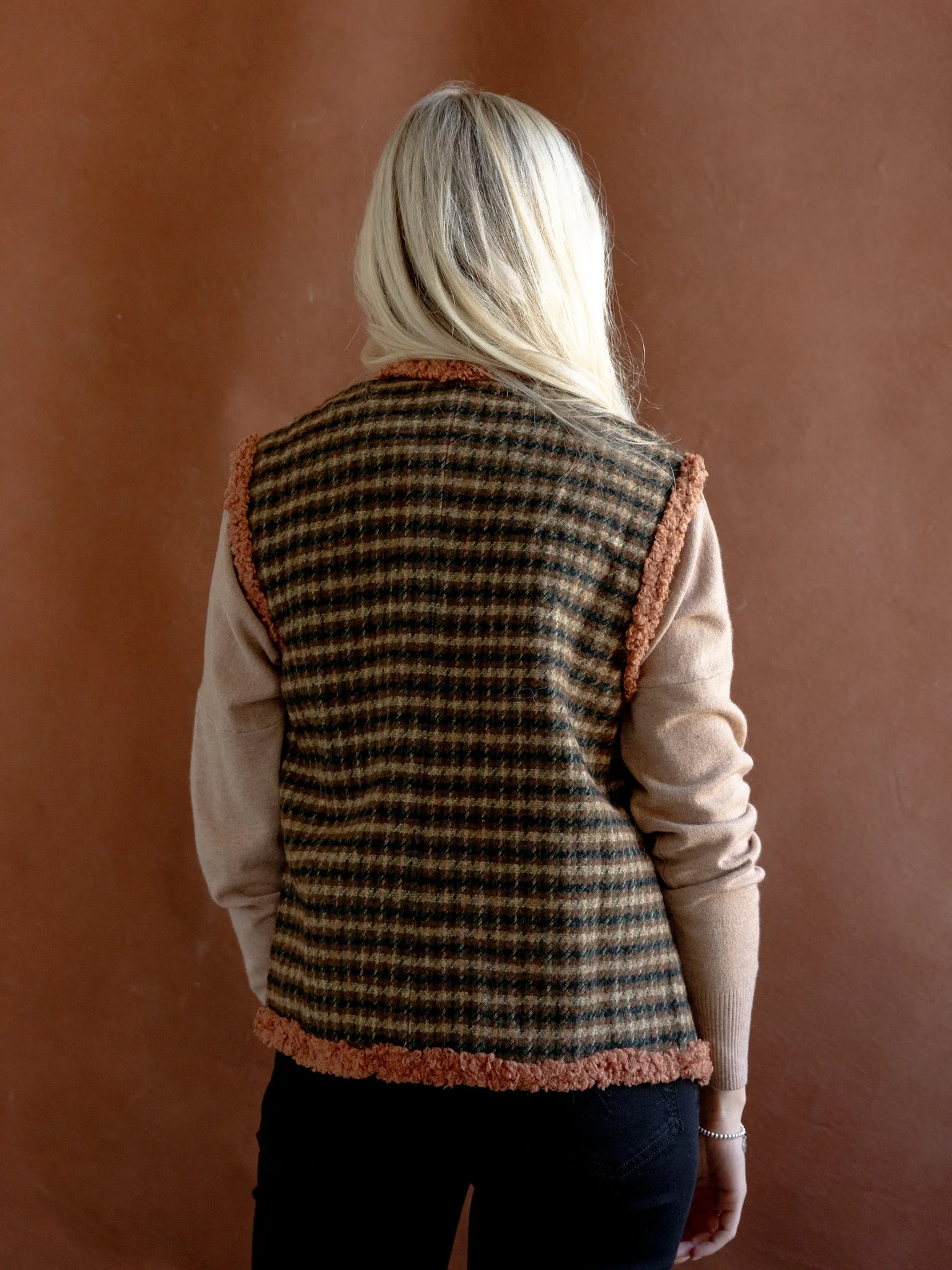 Houndstooth Pocket Vest Recycled Textile