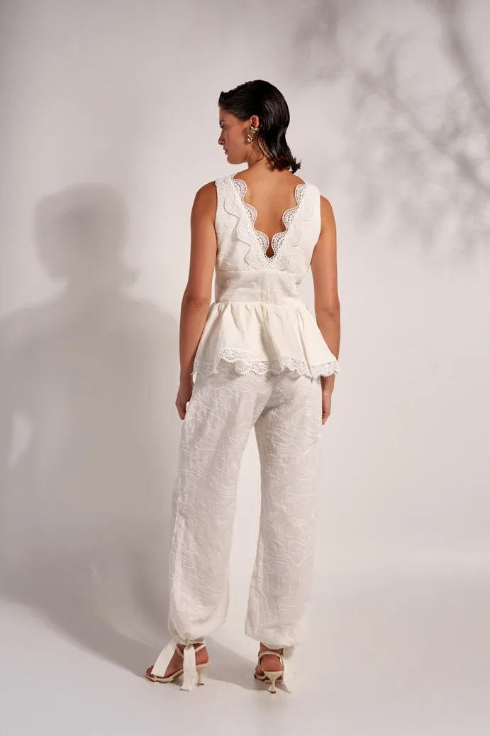 ReinforcedBeltLoops Rubberized grip AWA PANTS WHITE