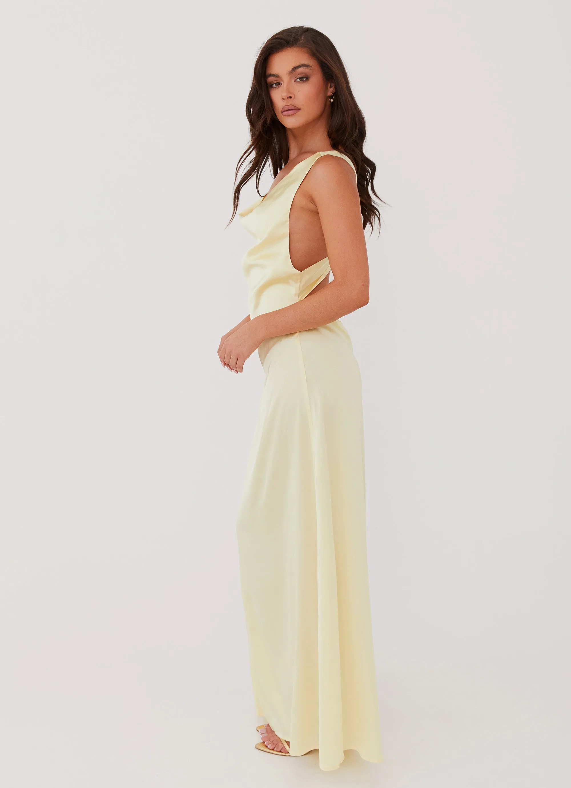 Evening Mood Soft Draping Musa Maxi Dress - Lemon