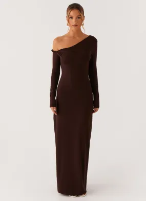 Jordana Twist Maxi Dress - Brown Warm Palette