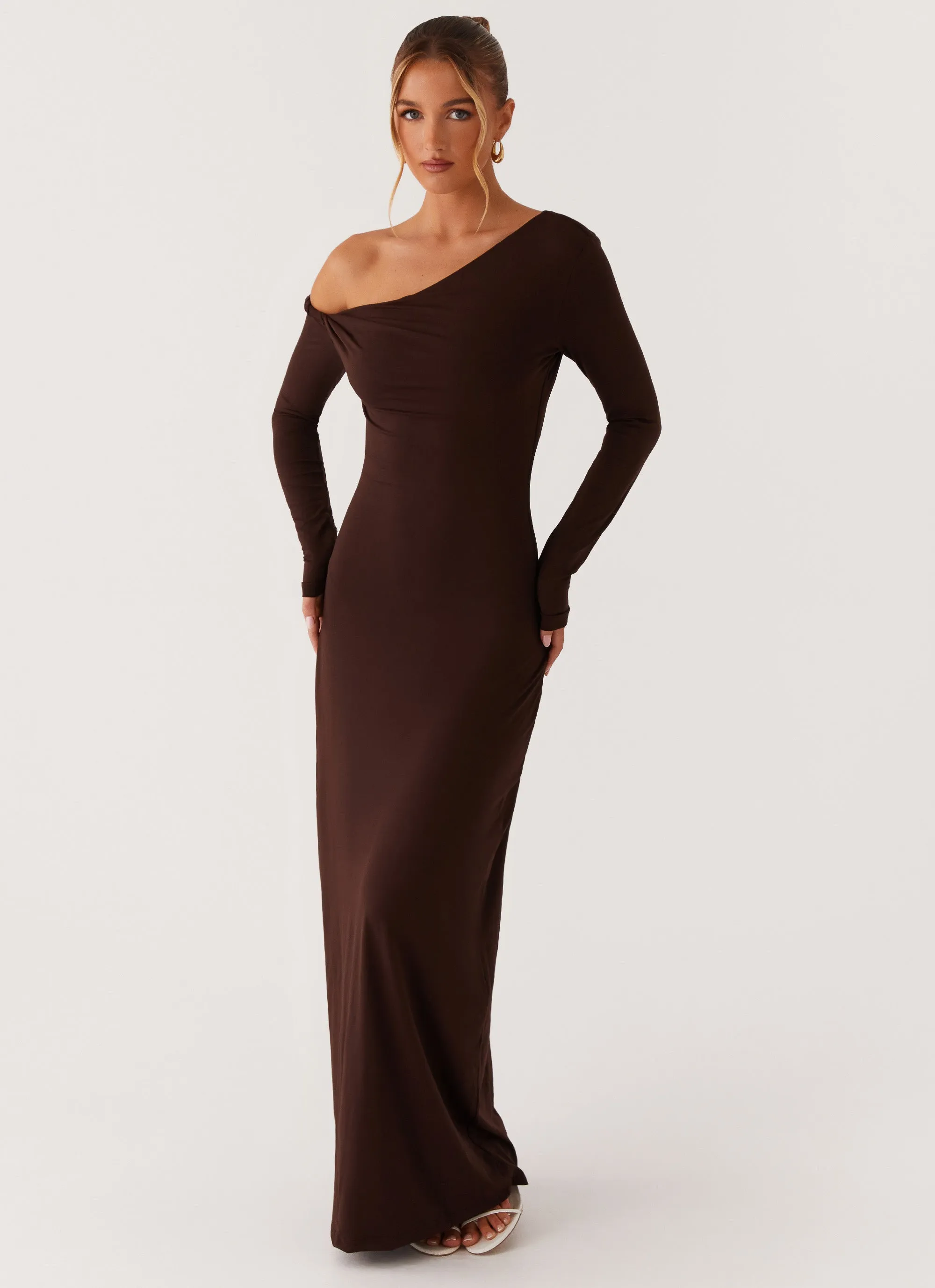 Comfortable and Flattering Jordana Twist Maxi Dress - Brown
