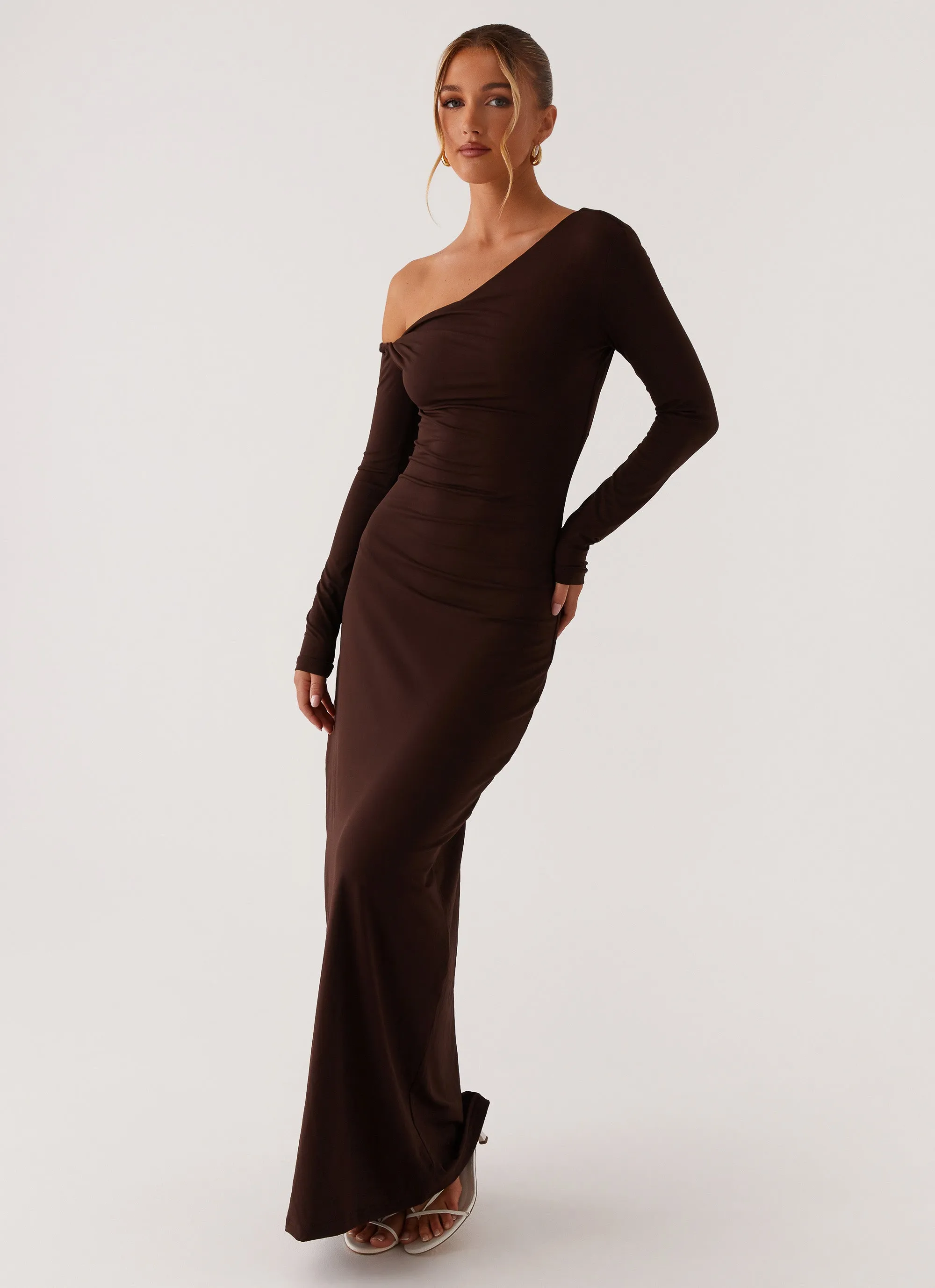 Soft Texture Shape Retention Jordana Twist Maxi Dress - Brown