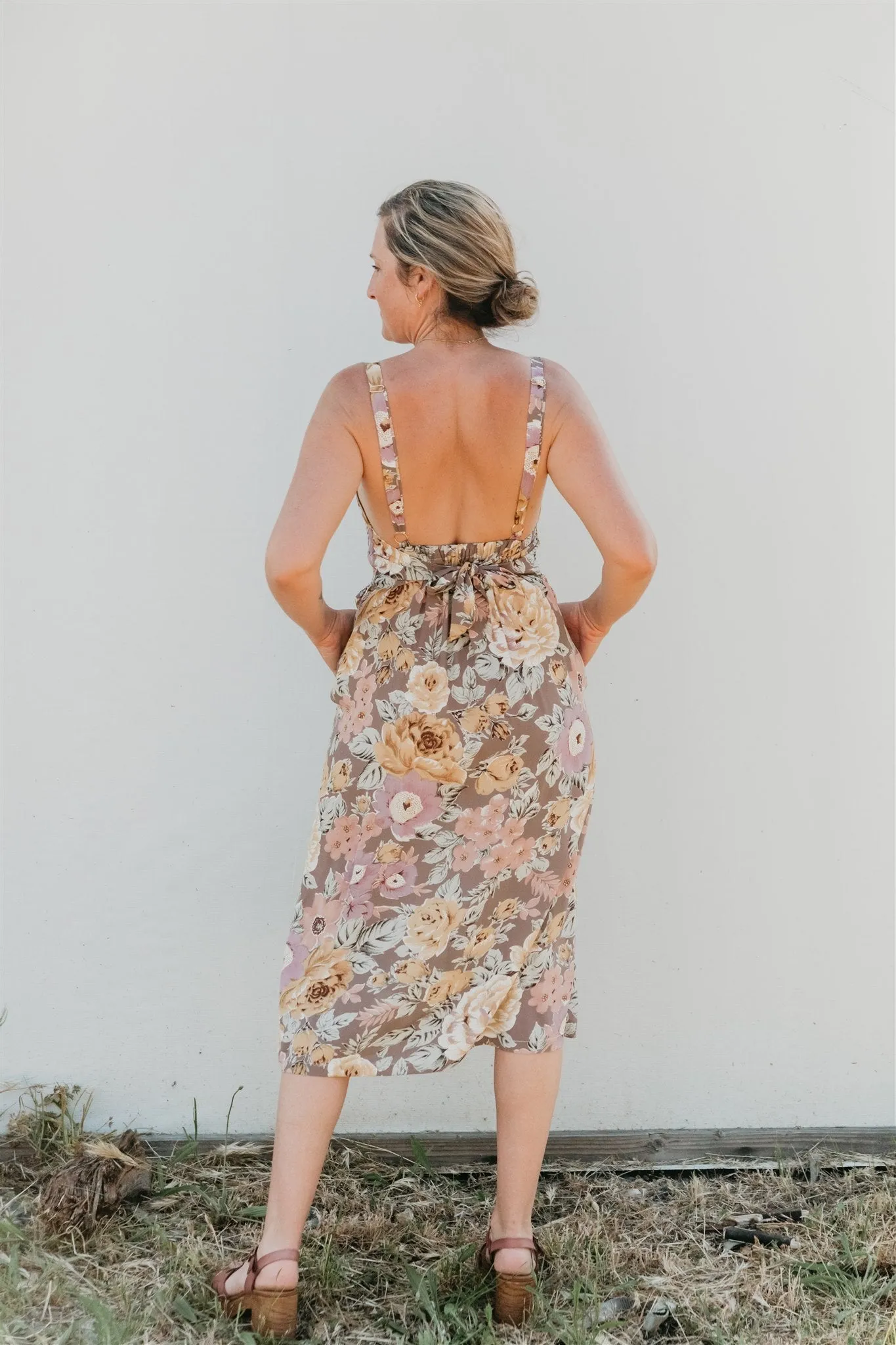 Myrah Dress in Muted Floral Crepe Eye Catching