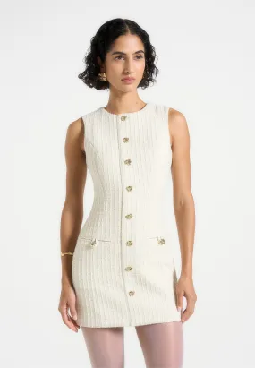 Luxurious Texture Nadine - Tweed Mini Dress - Cream