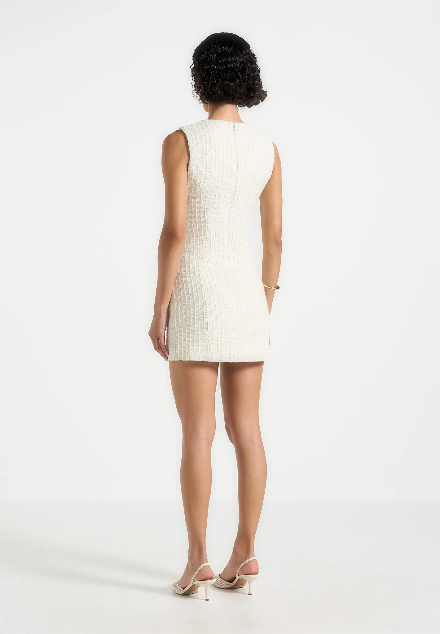 Nadine - Tweed Mini Dress - Cream Polished Wear Trendy Piece