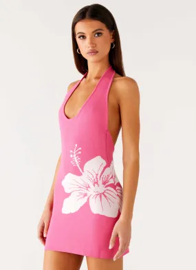 Refined Form Aloha Knit Mini Dress - Pink